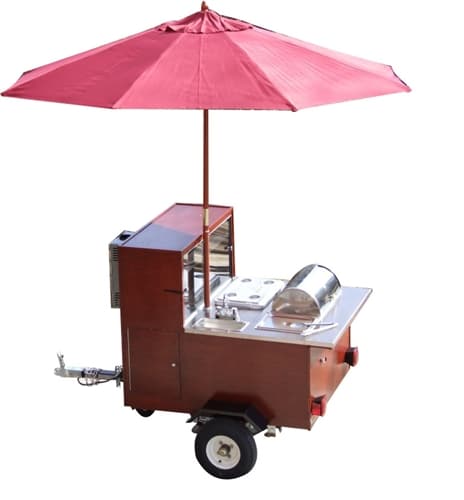 Hot Dog Vendor Cart Concession Umbrella Blue & White With Tilt 